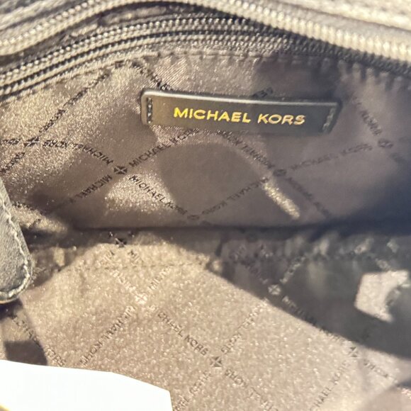 Michael Kors Hamilton Small Satchel Shoulder Bag MK Black Multi Embossed Exotic - Picture 8 of 10